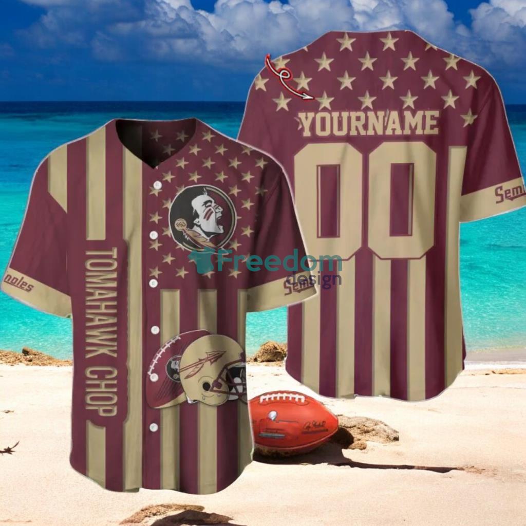 Florida State Seminoles Custom Name And Number Slogan Baseball Jersey Shirt image Florida State Seminoles Custom Name And Number Slogan Baseball Jersey Shirt Product Photo 1