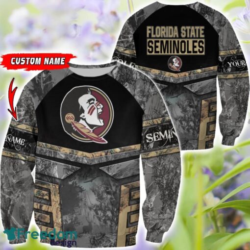 Florida State Seminoles Grey Black Hunting AOP T-Shirt Hoodie Sweatshirt Zip Hoodie Custom Name Product Photo 2