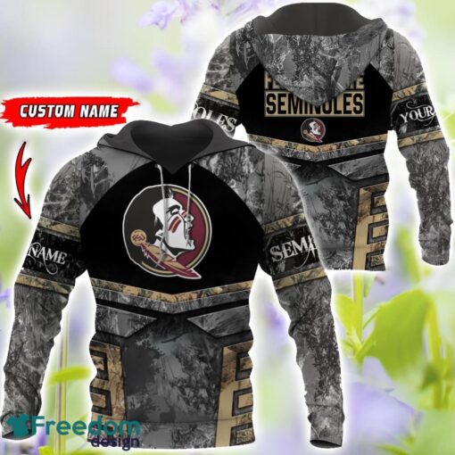 Florida State Seminoles Grey Black Hunting AOP T-Shirt Hoodie Sweatshirt Zip Hoodie Custom Name Product Photo 1