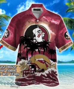 Florida State Seminoles NCAA Hawaiian Shirt Coconut Tree Waves Beach Hawaii Shirt Custom Name For Fans Product Photo 2