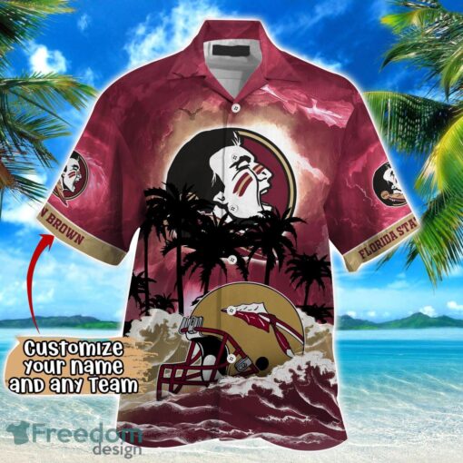 Florida State Seminoles NCAA Hawaiian Shirt Coconut Tree Waves Beach Hawaii Shirt Custom Name For Fans Product Photo 2