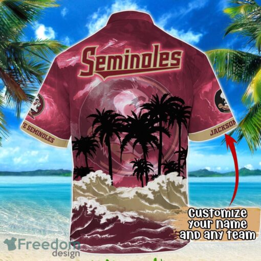 Florida State Seminoles NCAA Hawaiian Shirt Coconut Tree Waves Beach Hawaii Shirt Custom Name For Fans Product Photo 3