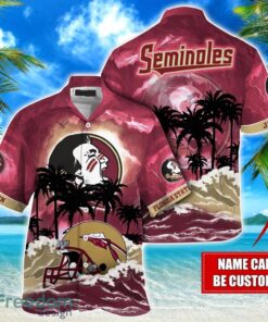 Florida State Seminoles NCAA Hawaiian Shirt Coconut Tree Waves Beach Hawaii Shirt Custom Name For Fans Product Photo 1