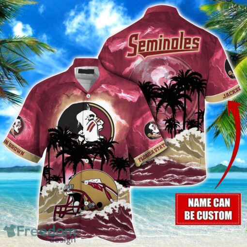 Florida State Seminoles NCAA Hawaiian Shirt Coconut Tree Waves Beach Hawaii Shirt Custom Name For Fans Product Photo 1