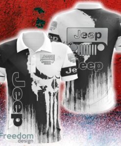 Flowing Skull Jeep Logo Car 3D Polo Shirt