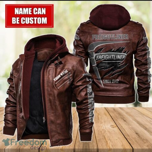 Freightliner 2D Leather Jacket For Men Custom Name Special Gift Ideas Product Photo 2