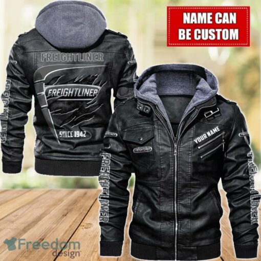 Freightliner 2D Leather Jacket For Men Custom Name Special Gift Ideas Product Photo 1