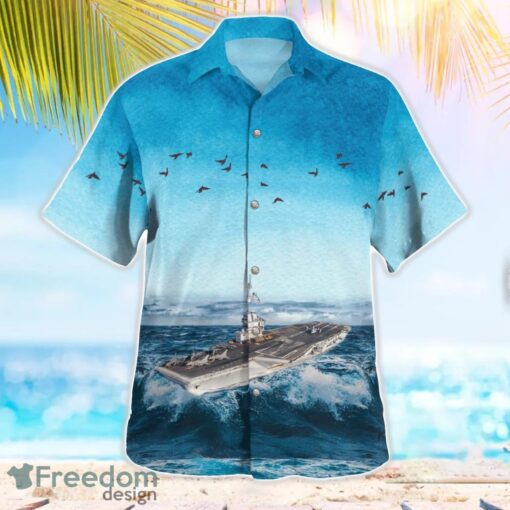 French Navy Charles de Gaulle Hawaiian Shirt Summer Beach Shirt Product Photo 2