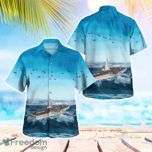 French Navy Charles de Gaulle Hawaiian Shirt Summer Beach Shirt Product Photo 1