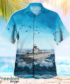 French Navy Dixmude (L9015) Hawaiian Shirt Summer Beach Shirt Product Photo 2