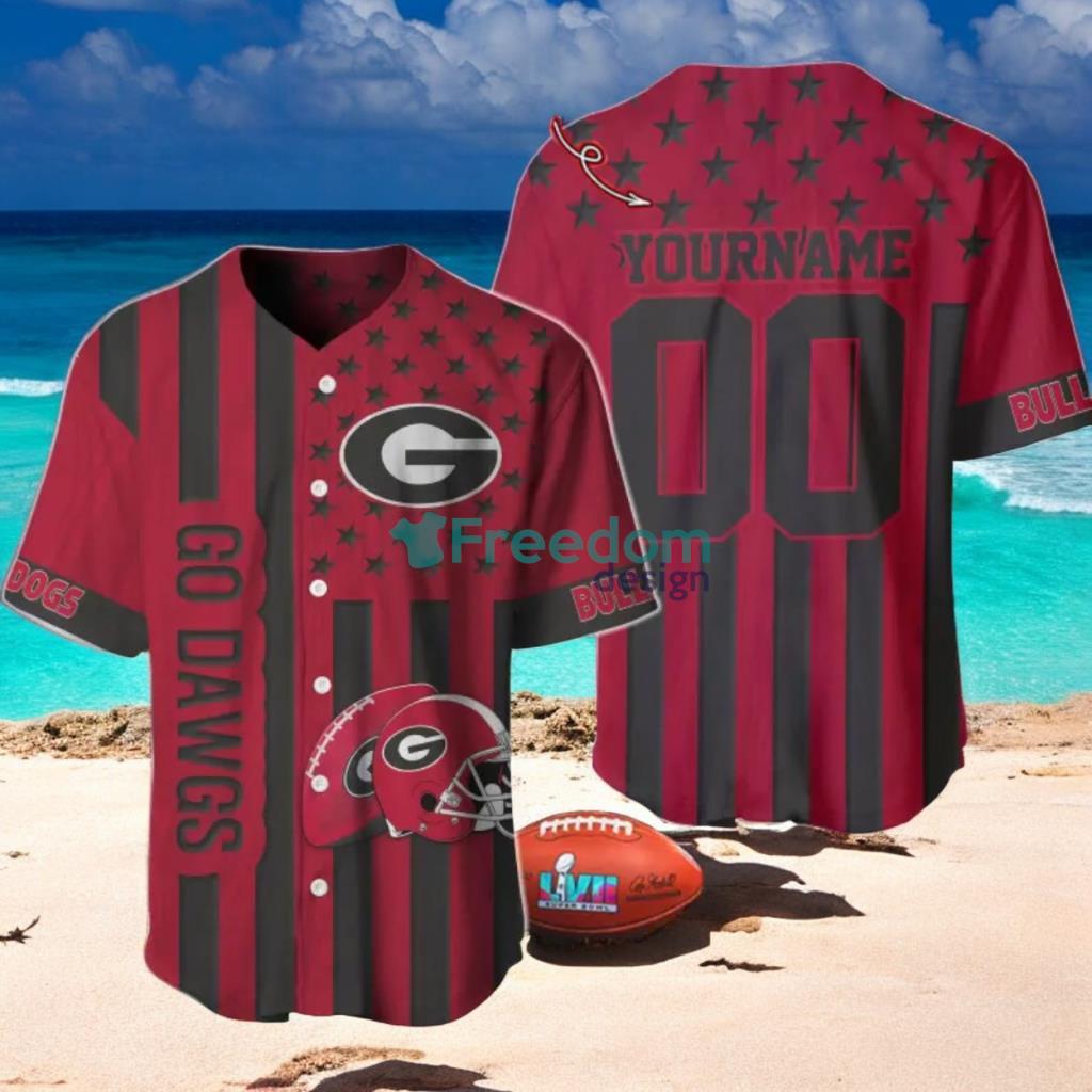 Georgia Bulldogs Custom Name And Number Slogan Baseball Jersey Shirt image Georgia Bulldogs Custom Name And Number Slogan Baseball Jersey Shirt Product Photo 1