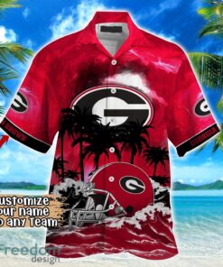 Georgia Bulldogs NCAA Hawaiian Shirt Coconut Tree Waves Beach Hawaii Shirt Custom Name For Fans Product Photo 2