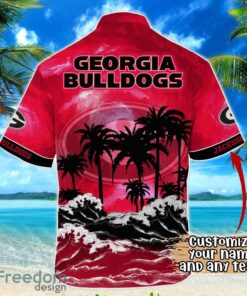 Georgia Bulldogs NCAA Hawaiian Shirt Coconut Tree Waves Beach Hawaii Shirt Custom Name For Fans Product Photo 3