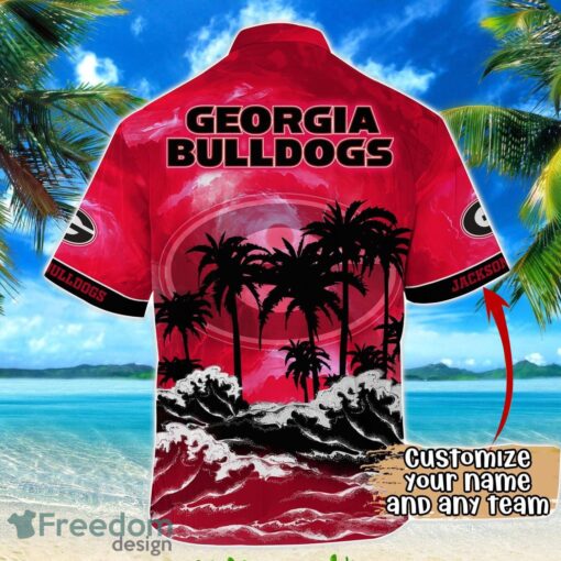 Georgia Bulldogs NCAA Hawaiian Shirt Coconut Tree Waves Beach Hawaii Shirt Custom Name For Fans Product Photo 3