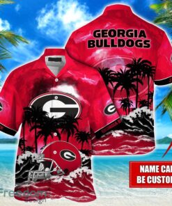 Georgia Bulldogs NCAA Hawaiian Shirt Coconut Tree Waves Beach Hawaii Shirt Custom Name For Fans