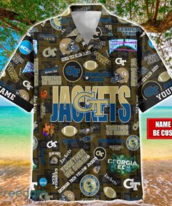 Georgia Tech Yellow Jackets Logo Hawaiian Shirt For Fans Trending Beach Shirt Custom Name