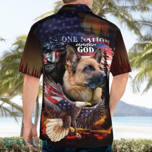 German Shepherd One Nation Under God 3D Summer Aloha Hawaiian Shirt Product Photo 2