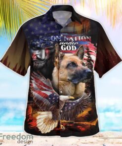 German Shepherd One Nation Under God 3D Summer Aloha Hawaiian Shirt Product Photo 3