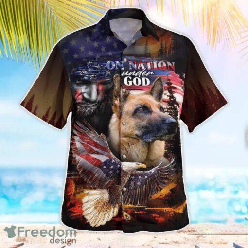 German Shepherd One Nation Under God 3D Summer Aloha Hawaiian Shirt Product Photo 3