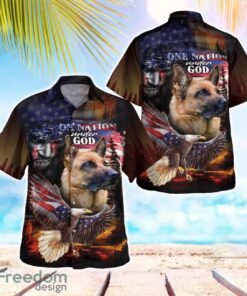 German Shepherd One Nation Under God 3D Summer Aloha Hawaiian Shirt Product Photo 1