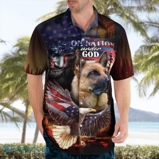 German Shepherd One Nation Under God 3D Summer Aloha Hawaiian Shirt Product Photo 4