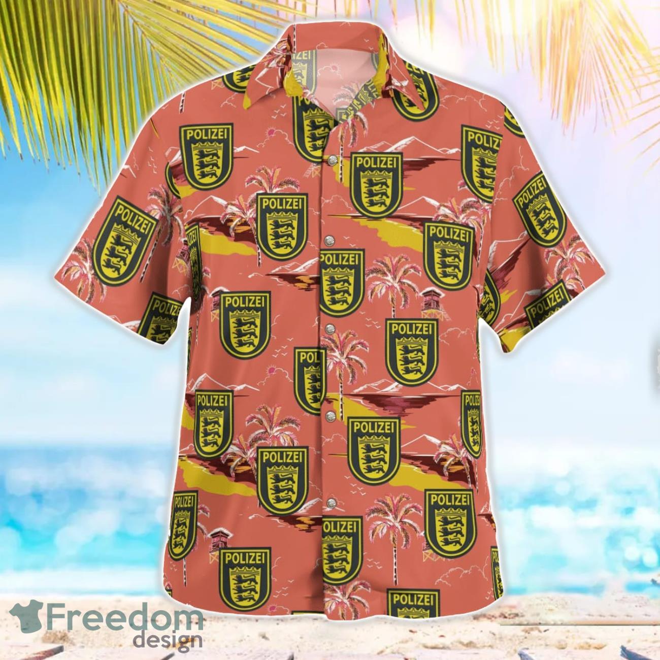 Germany, Baden Württemberg Police Patch Hawaiian Shirt Summer Beach Shirt image Germany, Baden-Württemberg Police Patch Hawaiian Shirt Summer Beach Shirt Product Photo 3