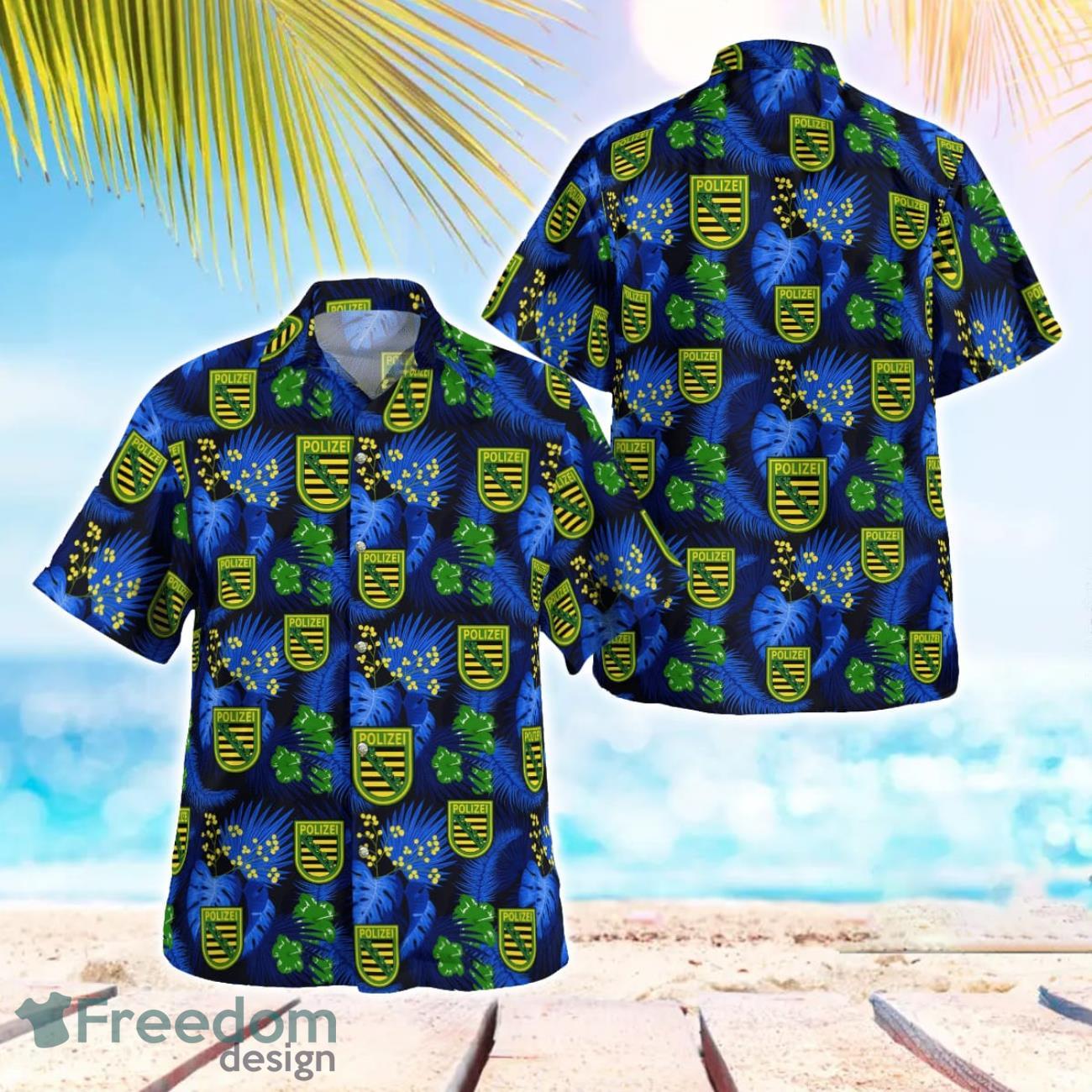 Germany, Saxony State Police Patch Hawaiian Shirt Men Women Beach Shirt image Germany, Saxony State Police Patch Hawaiian Shirt Men Women Beach Shirt Product Photo 1