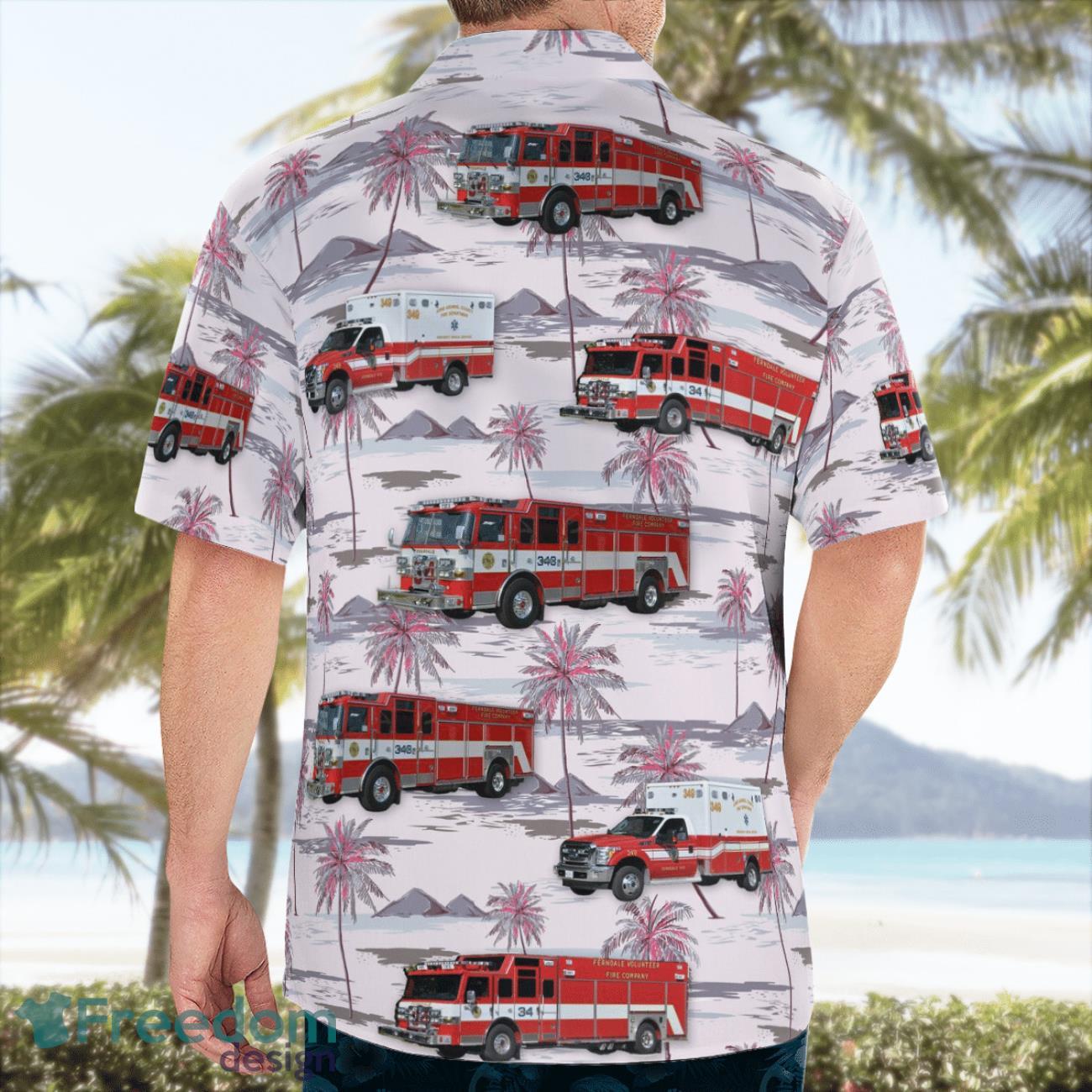 Glen Burnie, Anne Arundel County, Maryland, Ferndale Volunteer Fire Company 34 Beach Hawaiian Shirt image Glen Burnie, Anne Arundel County, Maryland, Ferndale Volunteer Fire Company 34 Beach Hawaiian Shirt Product Photo 2