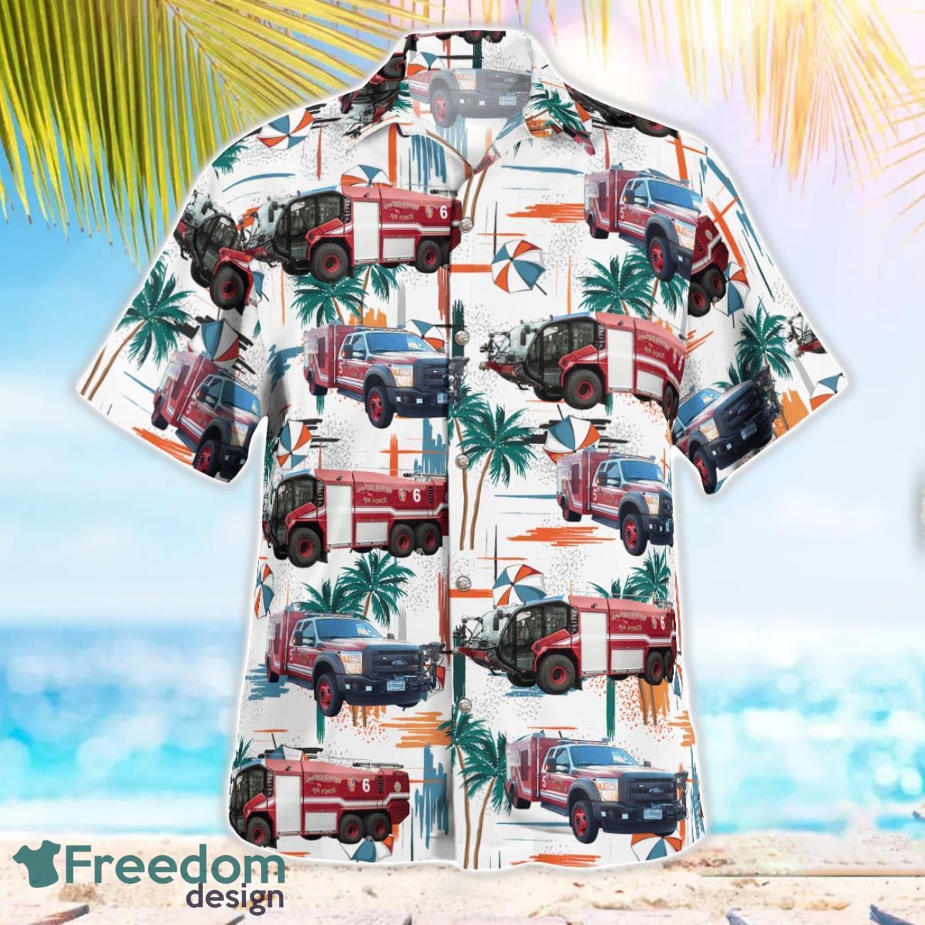 Gloucestershire, United Kingdom, RAF Fairford Fire Dept, 422nd Fire & Emergency Service, Hawaiian Shirt Summer Beach Gift image Gloucestershire, United Kingdom, RAF Fairford Fire Dept, 422nd Fire & Emergency Service, Hawaiian Shirt Summer Beach Gift Product Photo 3