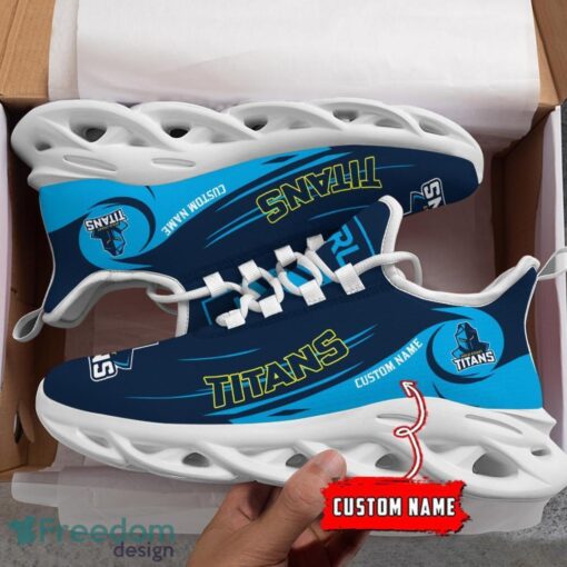 Gold Coast Titans NRL Max Soul Shoes Sneakers Sport Gift For Fans Running Shoes Custom Name Product Photo 3