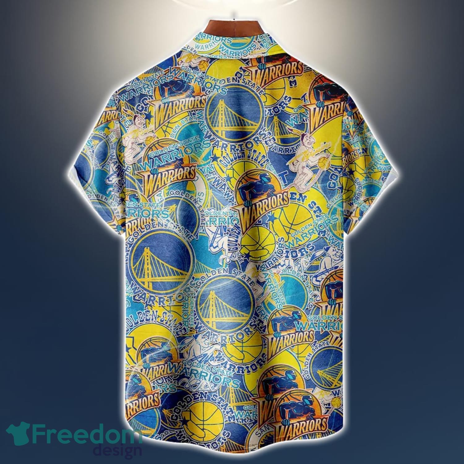 Golden State Warriors Logo All Printed 3D Hawaiian Shirt For Fans NBA Hawaiian Shirt image Golden State Warriors Logo All Printed 3D Hawaiian Shirt For Fans NBA Hawaiian Shirt Product Photo 2