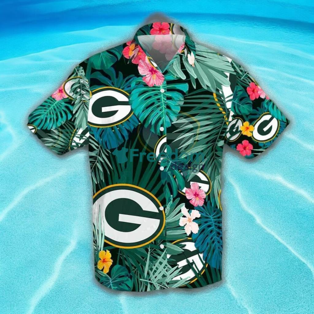 Green Bay Packers 3D Flower Hibiscus Hawaiian Shirt image Green Bay Packers 3D Flower Hibiscus Hawaiian Shirt Product Photo 1