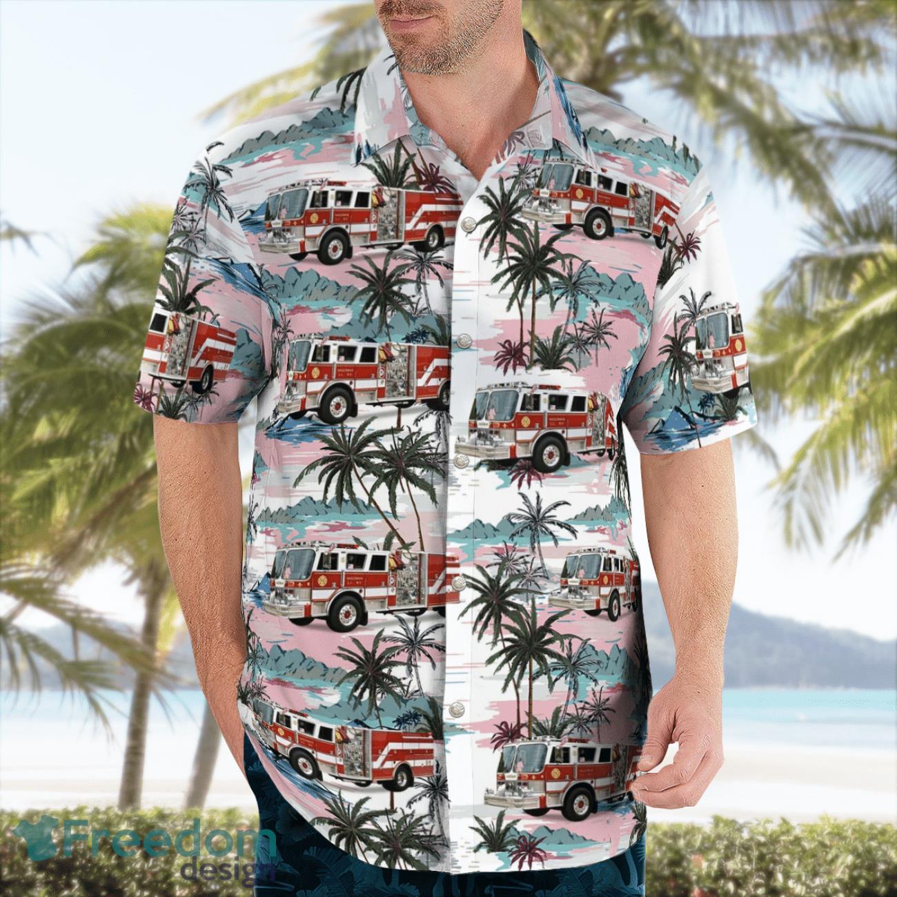Hagerman Fire Department, NY 3D Summer Aloha Hawaiian Shirt Hagerman Fire Department, NY 3D Summer Aloha Hawaiian Shirt Product Photo 4