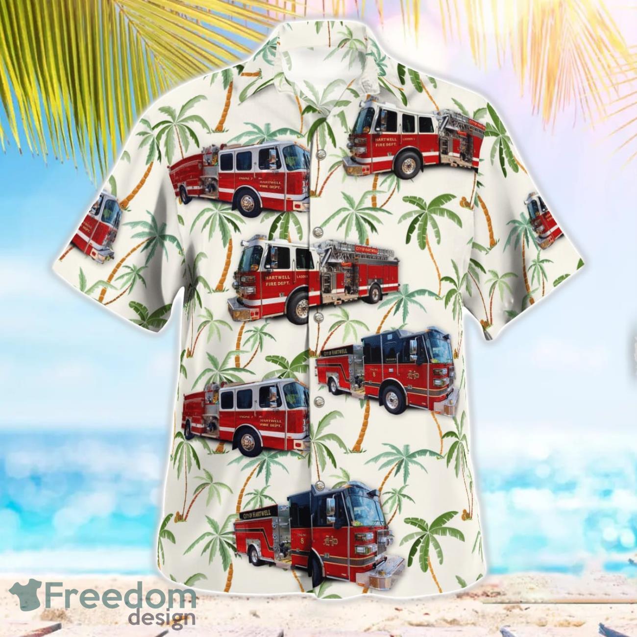 Hartwell, Georgia, City Of Hartwell Fire Department Beach Hawaiian Shirt Hartwell, Georgia, City Of Hartwell Fire Department Beach Hawaiian Shirt Product Photo 3