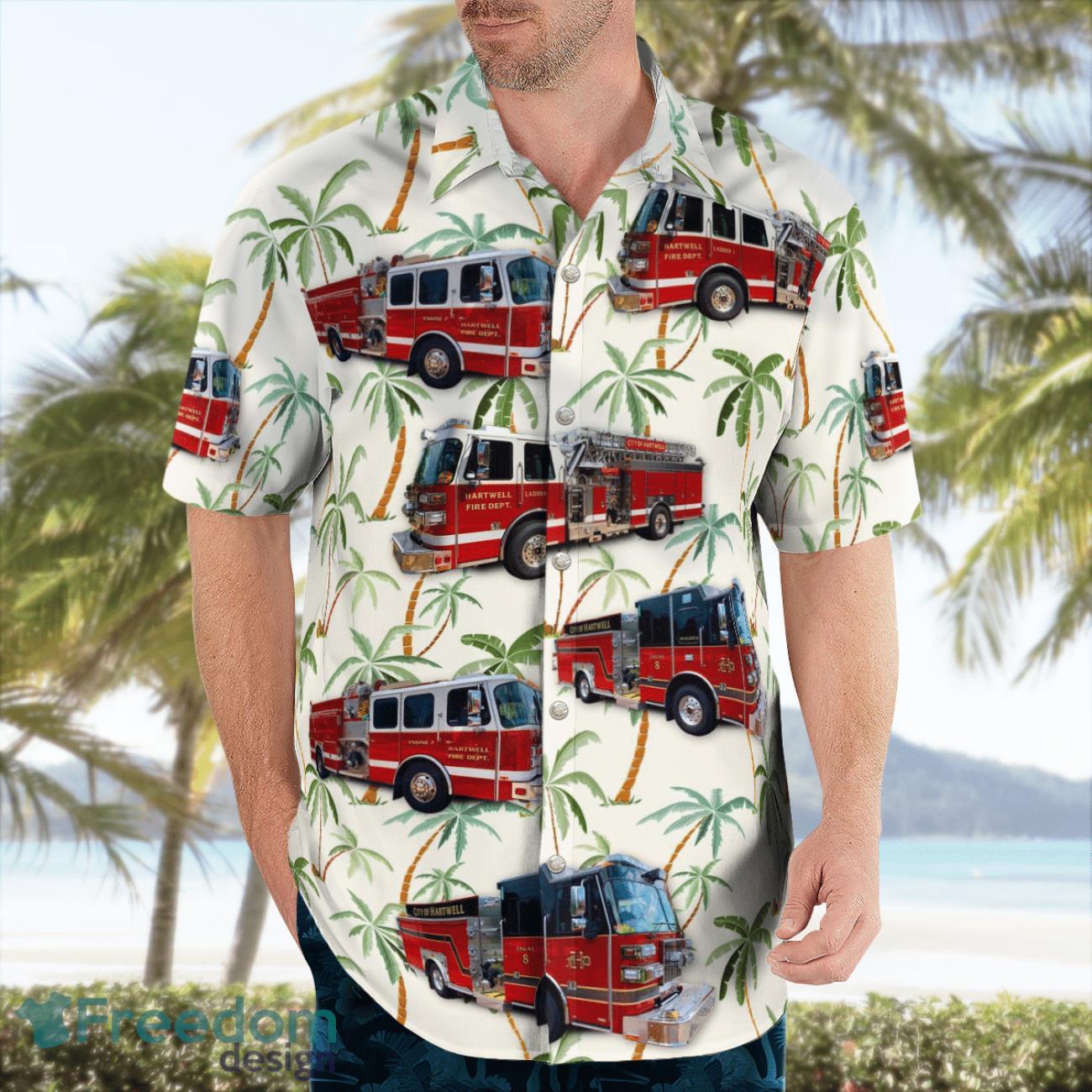 Hartwell, Georgia, City Of Hartwell Fire Department Beach Hawaiian Shirt Hartwell, Georgia, City Of Hartwell Fire Department Beach Hawaiian Shirt Product Photo 4