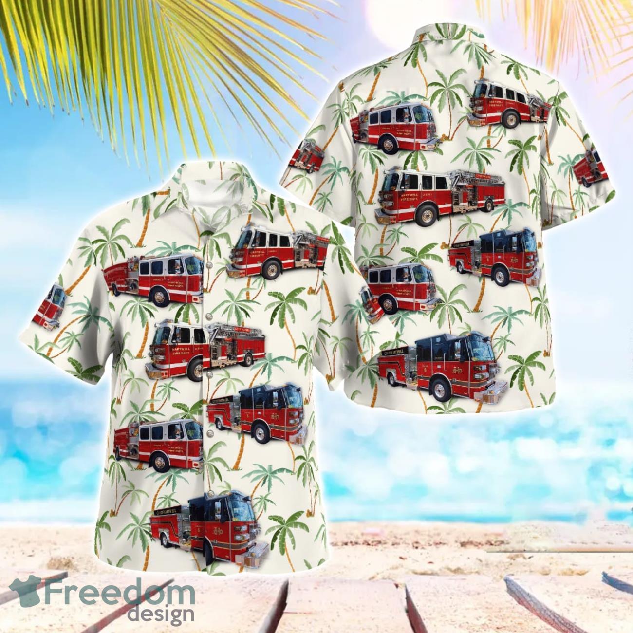 Hartwell, Georgia, City Of Hartwell Fire Department Beach Hawaiian Shirt image Hartwell, Georgia, City Of Hartwell Fire Department Beach Hawaiian Shirt Product Photo 1