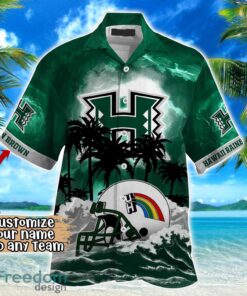 Hawaii Rainbow Warriors NCAA Hawaiian Shirt Coconut Tree Waves Beach Hawaii Shirt Custom Name For Fans Product Photo 2