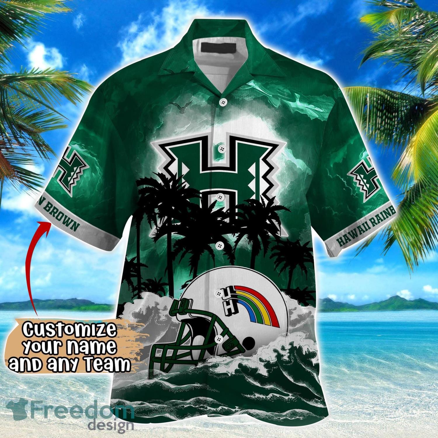 Hawaii Rainbow Warriors NCAA Hawaiian Shirt Coconut Tree Waves Beach Hawaii Shirt Custom Name For Fans image Hawaii Rainbow Warriors NCAA Hawaiian Shirt Coconut Tree Waves Beach Hawaii Shirt Custom Name For Fans Product Photo 2