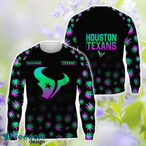 Houston Texans Weed pattern All Over Printed 3D T-Shirt Hoodie Sweatshirt Custom Name Product Photo 2