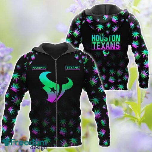 Houston Texans Weed pattern All Over Printed 3D T-Shirt Hoodie Sweatshirt Custom Name Product Photo 4