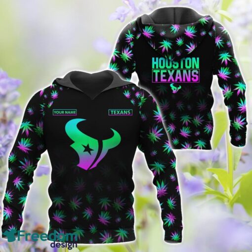 Houston Texans Weed pattern All Over Printed 3D T-Shirt Hoodie Sweatshirt Custom Name Product Photo 1