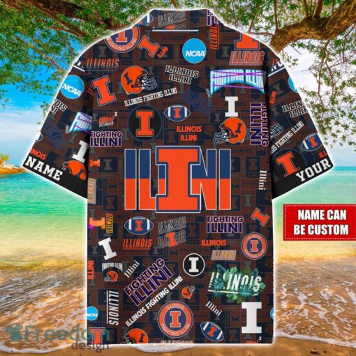 Illinois Fighting Illini Logo Hawaiian Shirt For Fans Trending Beach Shirt Custom Name Product Photo 2