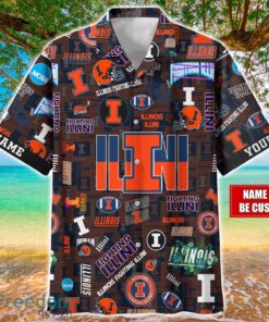 Illinois Fighting Illini Logo Hawaiian Shirt For Fans Trending Beach Shirt Custom Name