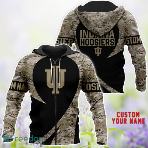 Indiana Hoosiers AOP Hoodie T-Shirt Sweatshirt Camo Pattern Veteran Custom Name Gift For Father's day Product Photo 2