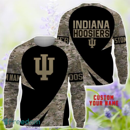 Indiana Hoosiers AOP Hoodie T-Shirt Sweatshirt Camo Pattern Veteran Custom Name Gift For Father's day Product Photo 3