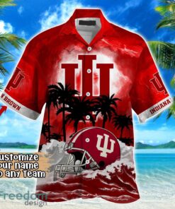 Indiana Hoosiers NCAA Hawaiian Shirt Coconut Tree Waves Beach Hawaii Shirt Custom Name For Fans Product Photo 2