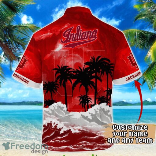 Indiana Hoosiers NCAA Hawaiian Shirt Coconut Tree Waves Beach Hawaii Shirt Custom Name For Fans Product Photo 3