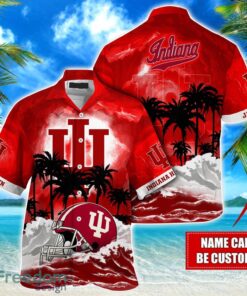 Indiana Hoosiers NCAA Hawaiian Shirt Coconut Tree Waves Beach Hawaii Shirt Custom Name For Fans Product Photo 1