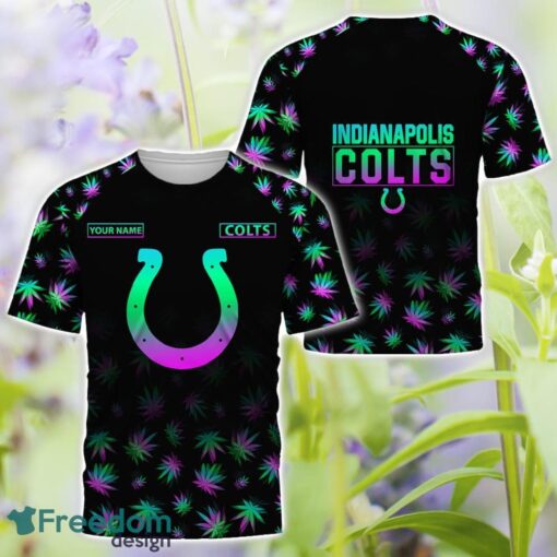 Indianapolis Colts Weed pattern All Over Printed 3D T-Shirt Hoodie Sweatshirt Custom Name Product Photo 3