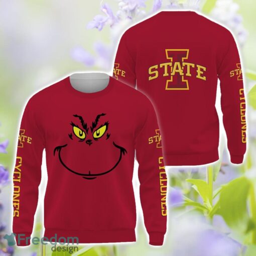 Iowa State Cyclones Grinch Face All Over Printed 3D T-Shirt Sweatshirt Hoodie Product Photo 2